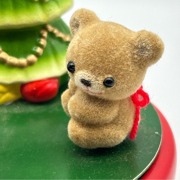 Rare Vtg TOYO Christmas Music Box Flocked Bears & Tree “white Christmas” Japan - Picture 4 of 13